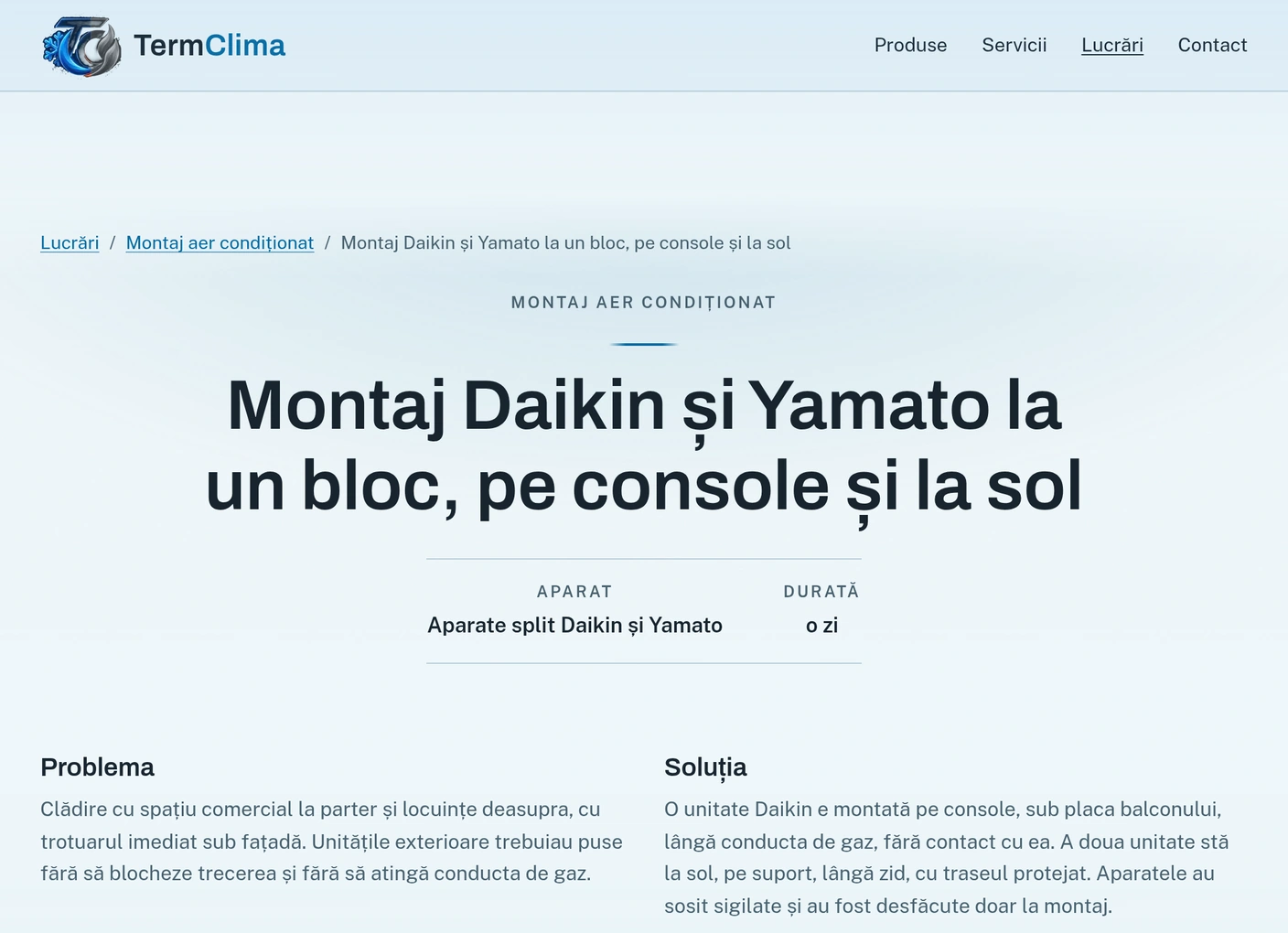 O lucrare deschisă: montaj Daikin și Yamato la un bloc, cu problema și soluția